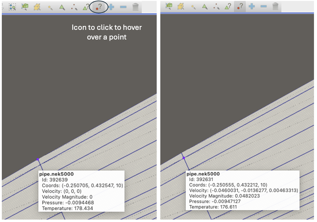 NekRS mesh (showing the [!ac](GLL) points) and with the Paraview hover feature