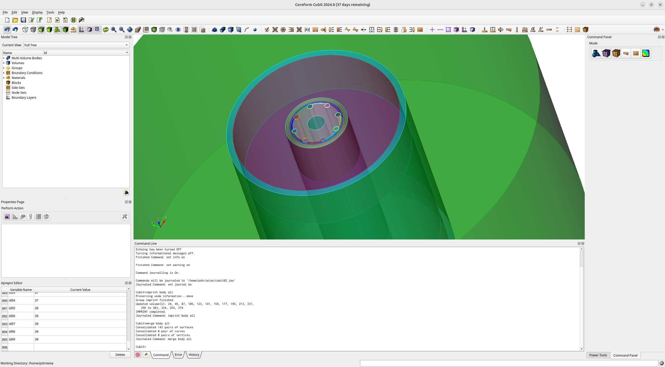 OpenMC CSG model, converted into CAD and loaded into Cubit