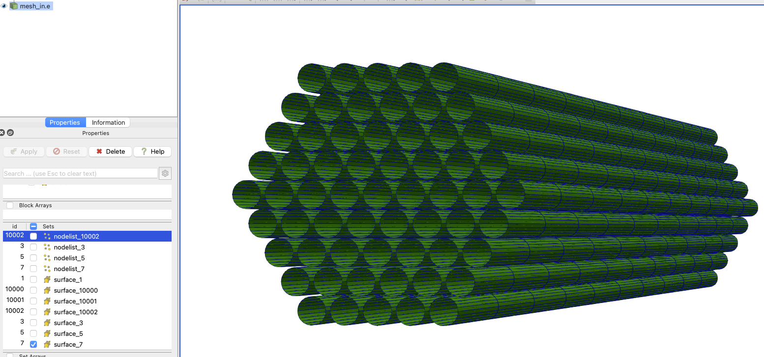 Paraview sideset viewer panel can be used to turn sideset views on/off until we find the number of the sideset representing the pin outer surface