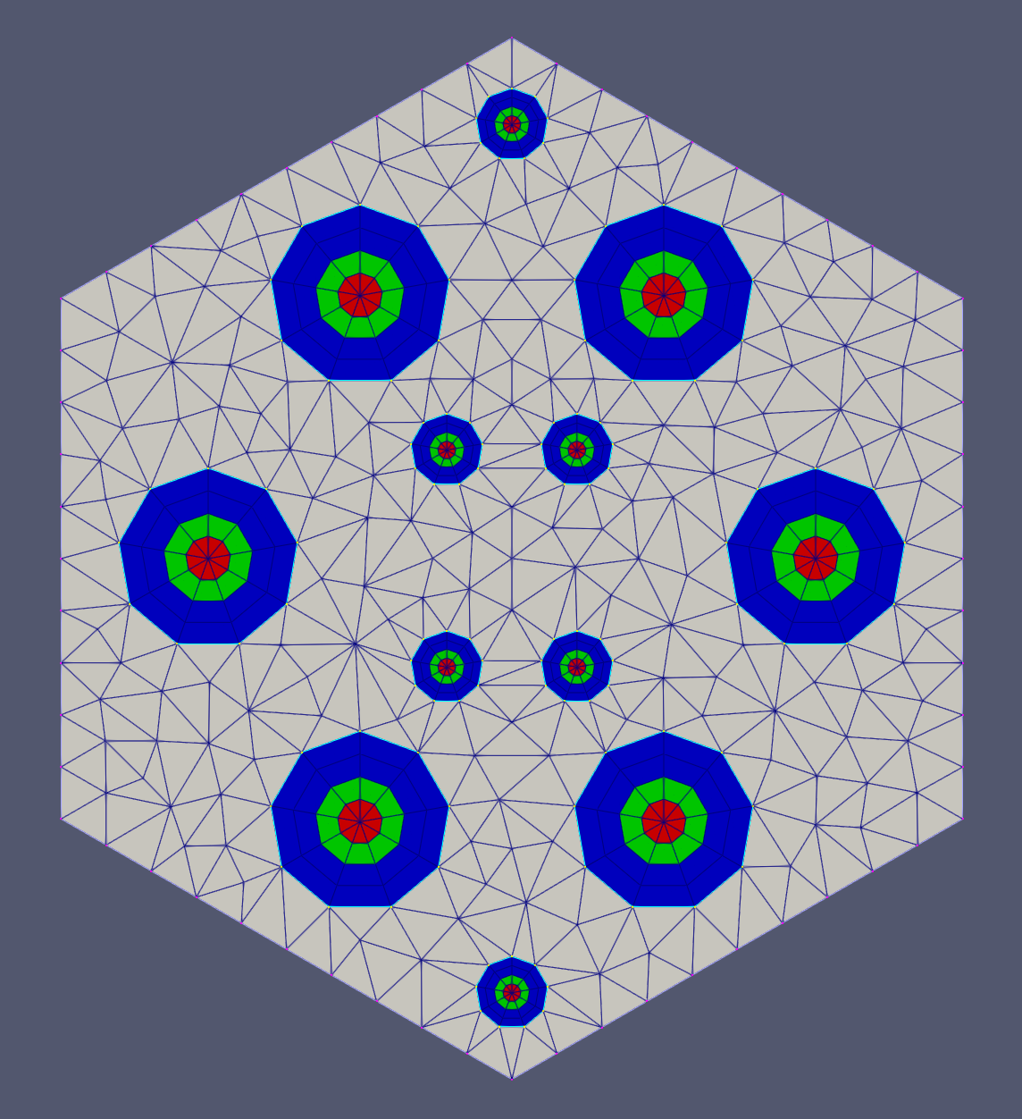 Output example of mixed patterning with dummy unit meshes.