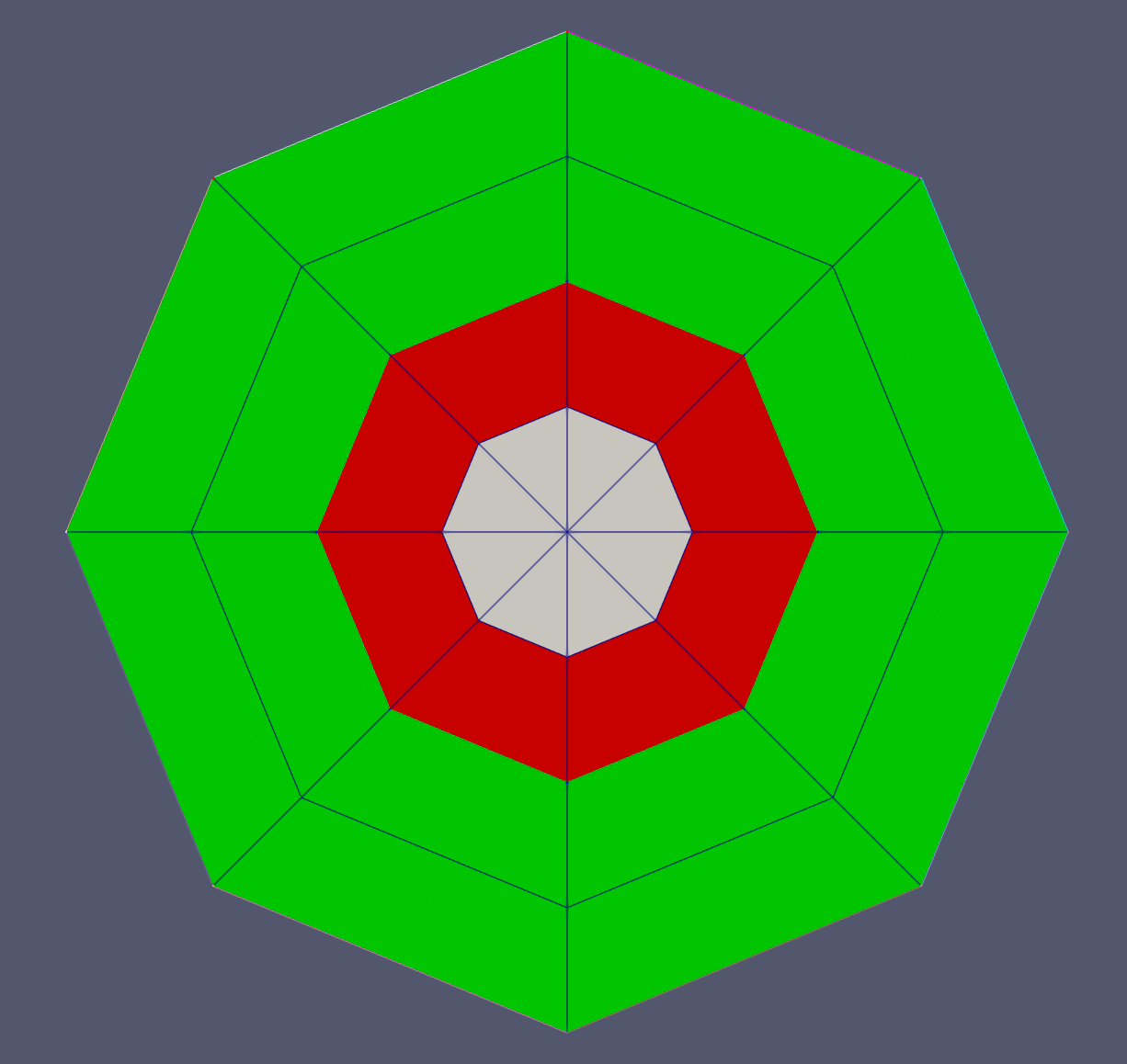 An example output of `AdvancedConcentricCircleGenerator` with (8) uniform azimuthal sectors.