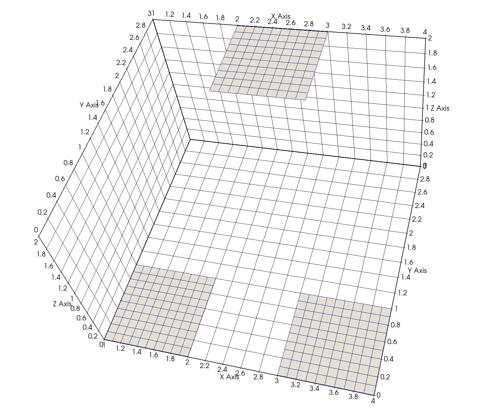 Three copies of the same mesh, each translated in space.
