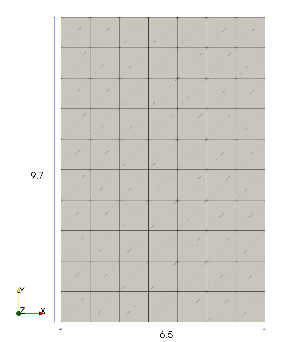 The simple rectangular mesh generated by the example configurations.