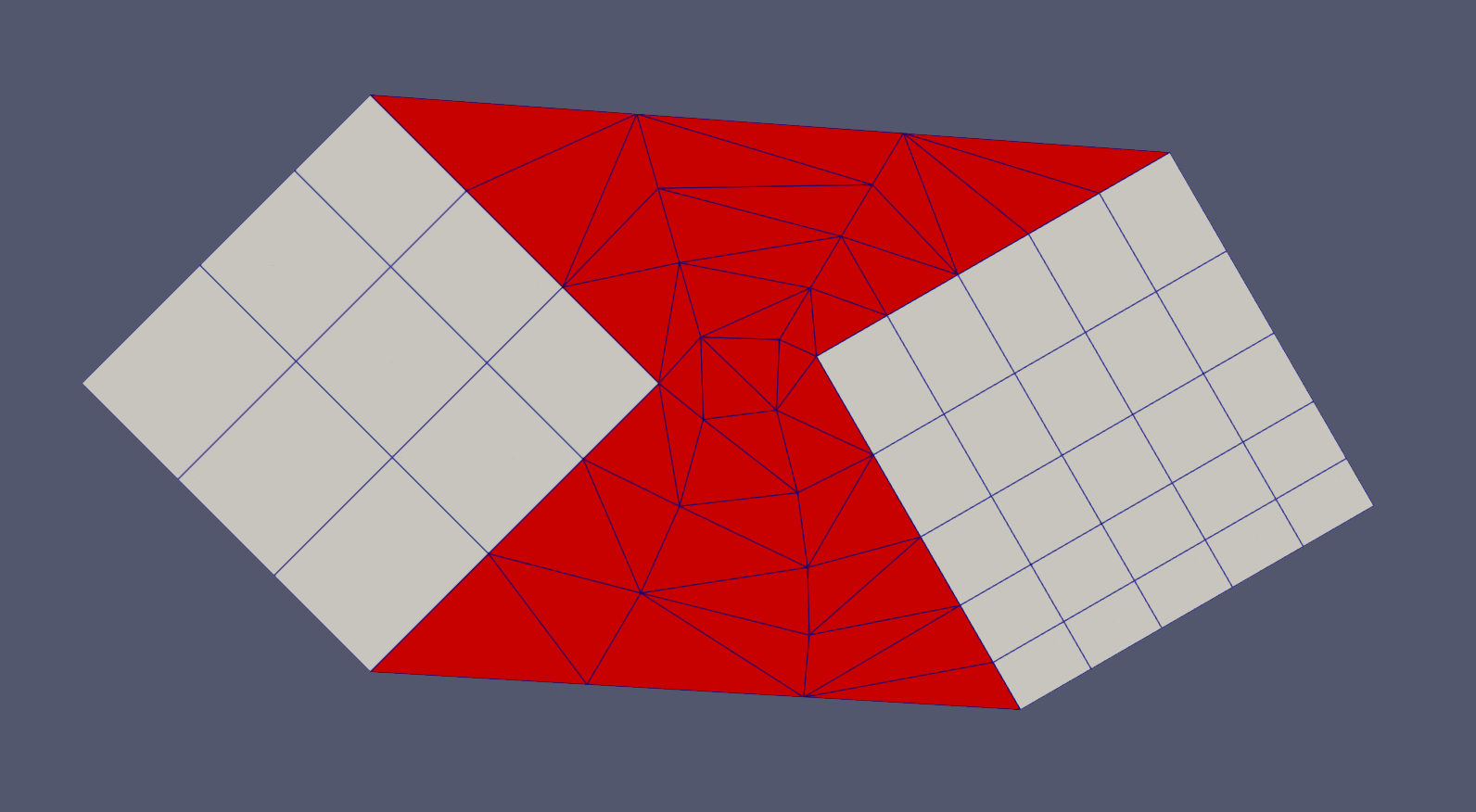 A typical example of using `FillBetweenSidesetsGenerator` to connect two square meshes together.