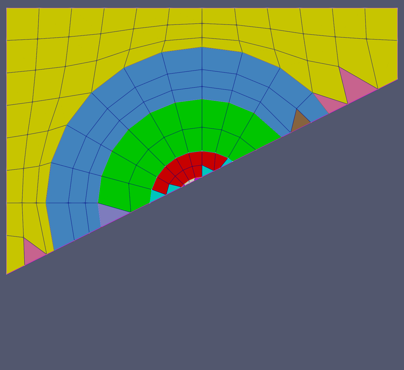 The complex multi-block mesh cut using the `MOV_NODE` method.
