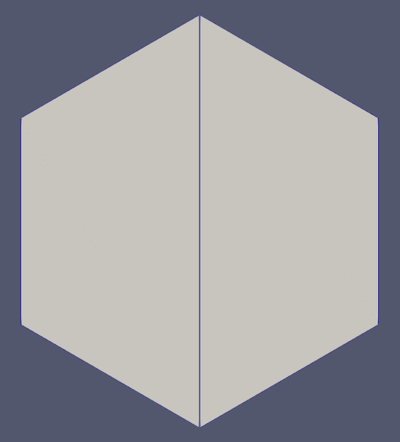 A hexagonal mesh generated by `SimpleHexagonGenerator` with [!param](/Mesh/SimpleHexagonGenerator/element_type) as `QUAD`.