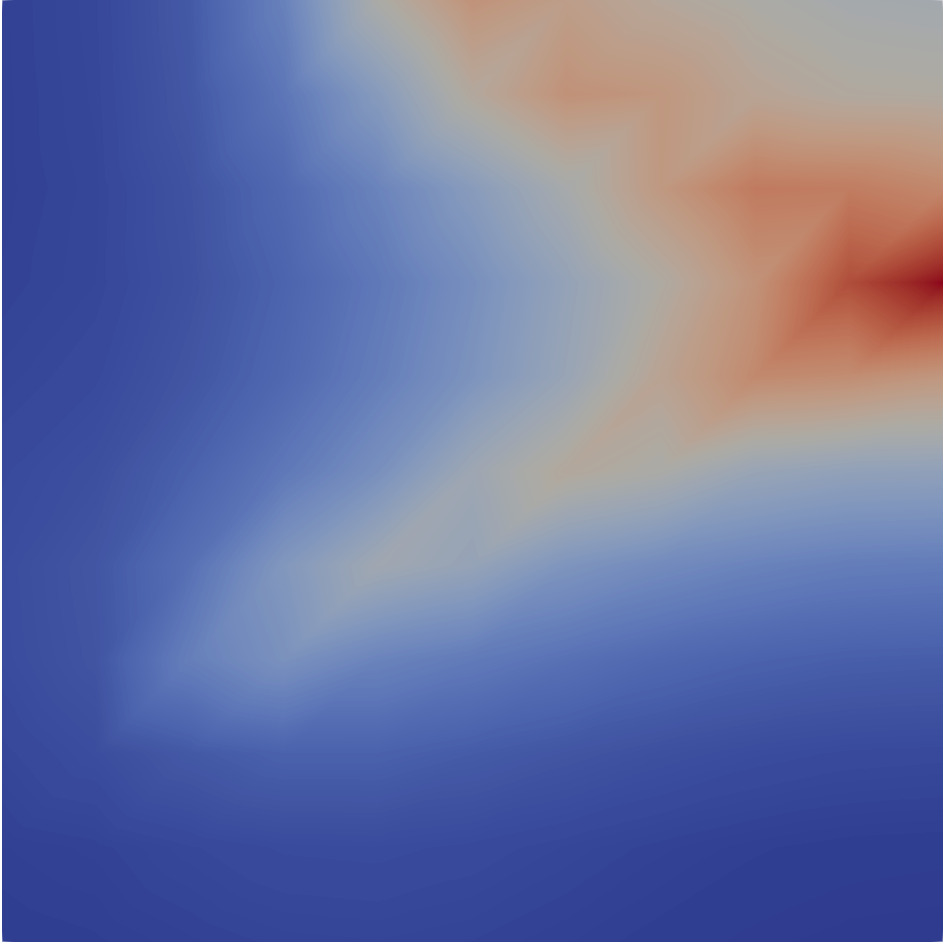 Result for the diffusion-reaction problem with a flashlight point source.