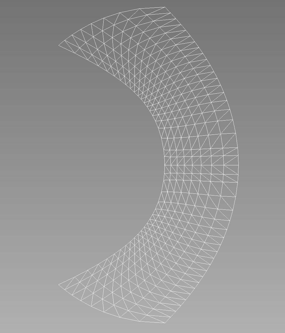 The mesh produced with the configurations above, suitable for use with a Ringleb problem.