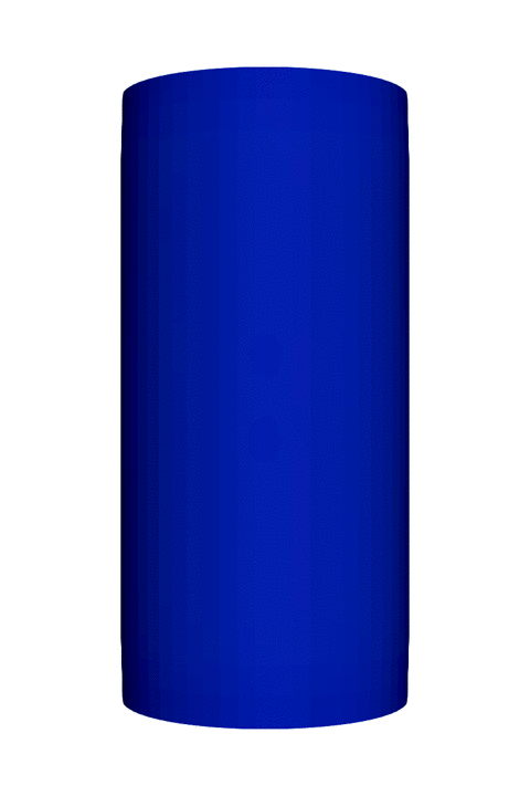 Side view of the deformation of a cylinder with a cut prescribed by XFEM.