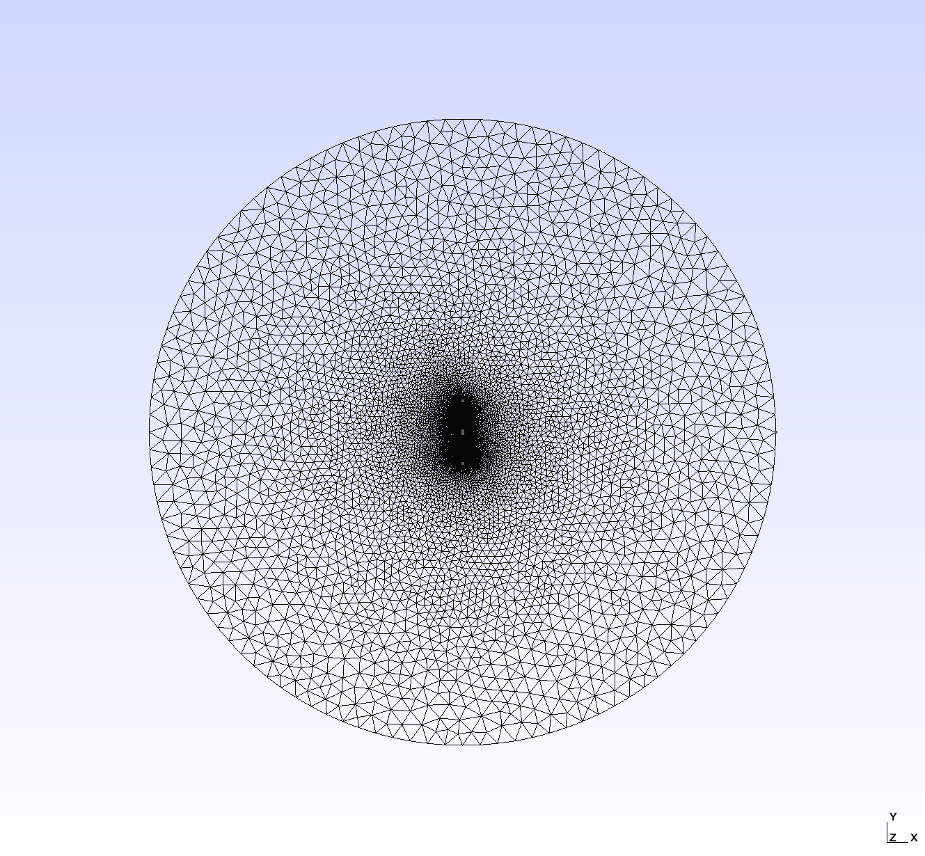 Mesh used in the dipole antenna benchmark study.