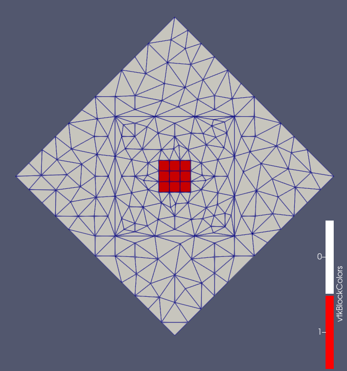 Fig. 2: Resulting triangulated mesh with nested polyline boundaries and an internal grid.