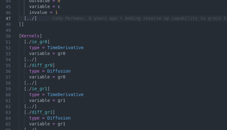 MOOSE input file formatting.