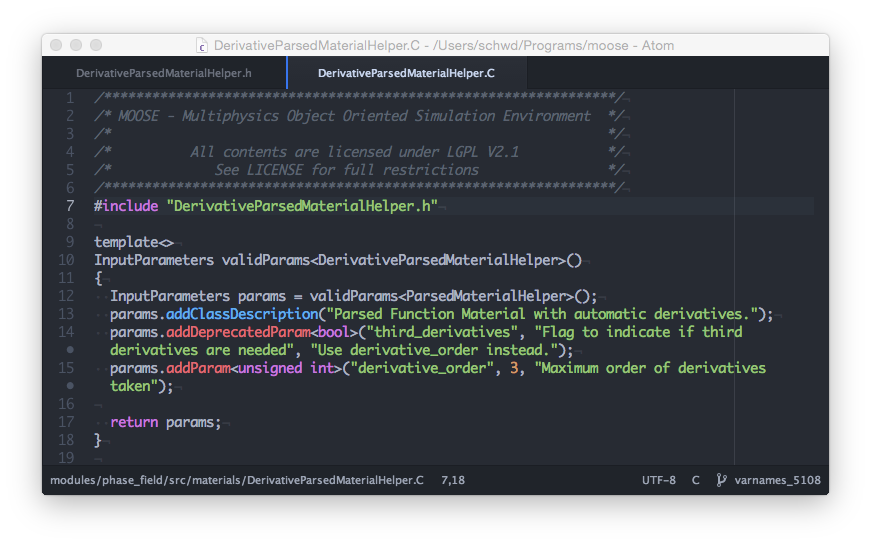 Screenshot of Atom in action.