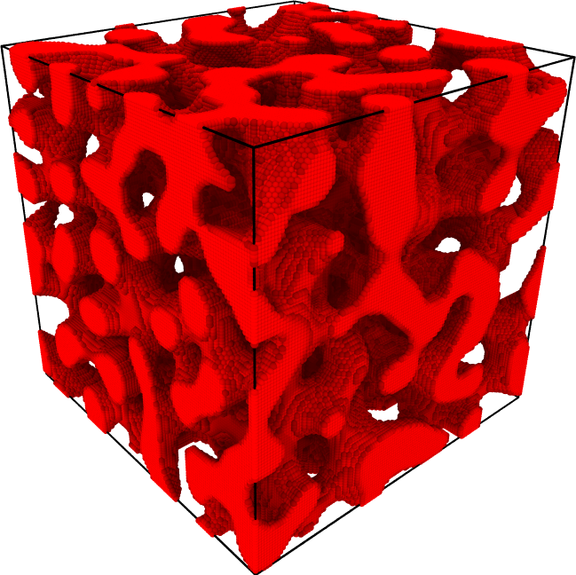 Nano foam atomistic configuration generated using the `SolutionRasterizer`.
